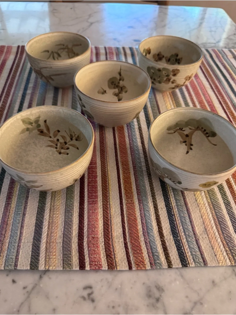Japanese tea cup set of five by kiyomizu yaki , new condition, no box,